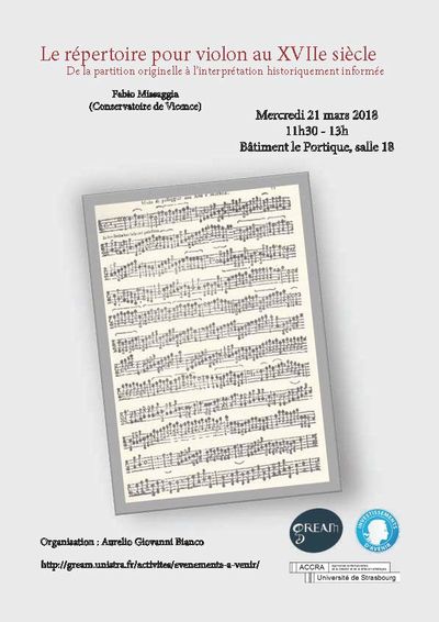 Conférence de Fabio Missaggia « Le répertoire pour violon au XVIIe siècle : De la partition originelle à l’interprétation historiquement informée »